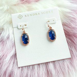 Rose Gold Lee navy dusted glass Drop Earrings